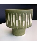 Vintage Ikebana Art Pottery Pedestal Bowl Sgraffito Design MCM - $84.15
