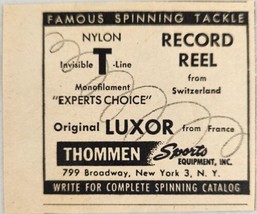 1949 Print Ad Luxor Nylon Fishing Line &amp; Reels from France New York,NY - £5.64 GBP