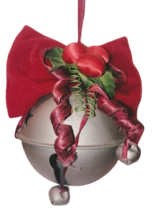 Vintage Russ Jingle Bell Metal Ornament Bow and Red Ribbon Made in Taiwan - £7.73 GBP