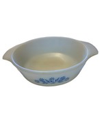 Anchor Hocking 1 Quart CASSEROLE Bowl Milk White-Blue CornFlowers #436 USA - £15.59 GBP