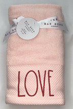 Rae Dunn Hand Towels Valentine&#39;s Day Bathroom Set of 2 Love Embroidered Pink - £30.96 GBP