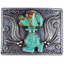 60&#39;s-70&#39;s Navajo carved Ceremonial Kingman turquoise Snoopy sterling bel... - £994.01 GBP