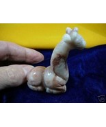 (Y-GIR-SI-701) PINK MARBLE GIRAFFE giraffes stone carving FIGURINE gemstone - $17.53