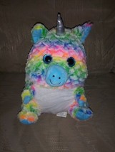 Nanco Fat Unicorn Plush 12&quot; Rainbow Multicolor Blue Glitter Eyes Silver Horn... - £15.81 GBP