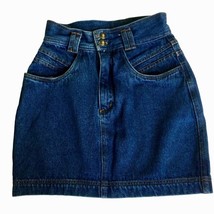 Vintage Panamaunt Women&#39;s Denim Jeans Mini Skirt Size 8 Petite 22&quot; Waist - £13.25 GBP