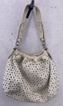 Fossil Handbag White Crossbody Hobo Purse Lattice Handle Satchel Bag BOHO - $19.79