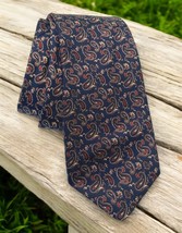 Austin Reed Mens Silk Neck Tie Blue Paisley Red &amp; White Accents - £9.19 GBP