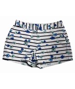 Elle Shorts Size 6 White Blue Floral Stripes Slash Pockets Front And Back - £8.54 GBP