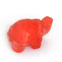 Natural Gemstone Red Jade Sculpted Turtle Statue For Wealth and prosperity - $34.63