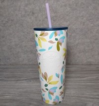 Starbucks Winter 2023 Stainless Steel Tumbler White With Flowers 24oz Floral NEW - £21.55 GBP