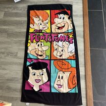 Flintstones beach towel 1993 Hanna Barbara Fred Wilma Betty Barney Pebbl... - $23.73