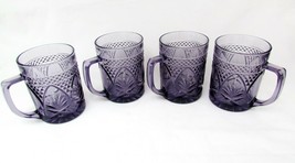 Vintage Tiara? Sandwich Glass Amethyst Plum Purple Mugs Cups Hard to Find USA - £35.23 GBP