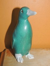 Unusual Penguin 3.75&quot; Ge / Guan type crackle turquoise &amp; white Vintage c... - $112.49