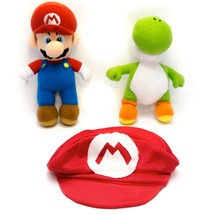 Nintendo Super Mario and Yoshi With Mario Hat 9&quot; Stuffed Plush Toy 2012 - £15.54 GBP