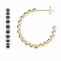 ANGARA 2MM Natural Blue Sapphire Round Hoops Earrings for Women in 14K Gold - £730.86 GBP