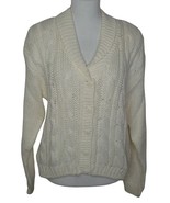 Vintage Allison Brittney Button Up Cardigan Sweater White Shoulder Pads ... - £18.79 GBP