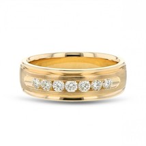 14k Placcato Oro Giallo 1 KT Moissanite Rotonda Fede Nuziale da Uomo - £307.70 GBP