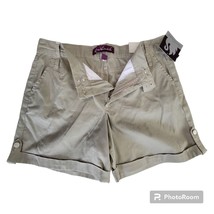 NWT Gloria Vanderbilt 12 Women Stretch Jenna Shorts Button Pockets Limestone GV - £9.40 GBP