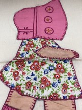 Sunbonnet Sue Quilted Embroidery Square Piece Finished Add to Quilt / Fi... - $13.99