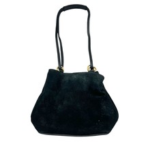 Valerie Stevens Small Black Suede Purse Bag Snap Closure - $28.71