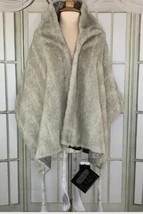 Iman™ ~ Gray ~ Silver ~ Faux Fur ~ 21&quot; x 68&quot; ~ Shawl ~ Wrap ~ One Size - £47.13 GBP