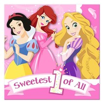 Disney Princess 1st Dessert Beverage Napkins 16 Count Birthday Party Supplies - £2.38 GBP