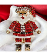 Sparkly Santa Claus Brooch Pin Necklace Pendant, Gold Plated Enamel, Dif... - $16.34 CAD