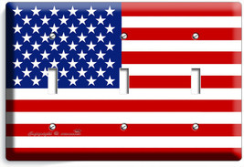 USA AMERICAN FLAG 3 GANG LIGHT SWITCH COVER WALL PLATE US PATRIOT ROOM A... - £14.11 GBP