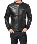 Mens Leather Jacket Stylish SlimFit Genuine Lambskin Motorcycle Bomber B... - €100,22 EUR