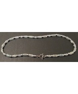 Beaded necklace, clear and silver, silver toggle clasp, 21.5 inches long - £12.84 GBP