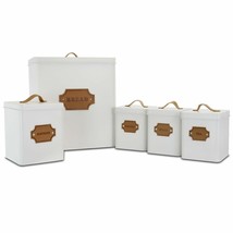MegaChef Kitchen Food Storage and Organization 5 Piece Canister Set in White - £29.95 GBP
