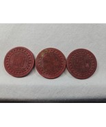 Vintage RPD Unidentified Gambling Club Red Poker Chip Token Coin Lot of 3 - $12.95