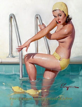 Pretty Woman Leaving Swimming Pool 8.5x11&quot; Photo Print Gil Elvgren Pinup Artwork - $7.94