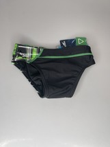 Speedo Laser Sticks Brief Black Green Competitive Swim Suit 26,28 NWT - $19.99
