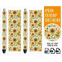 Sunflower Pen Wrap, Pen Wraps, Pen Wrap Png, Glitter Pen Wraps, Epoxy Pe... - £2.04 GBP
