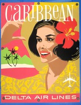 Original 1960s Caribbean Travel Poster Delta Airlines Travel Poster  - $197.01
