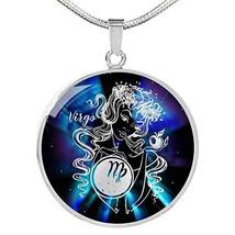 Express Your Love Gifts Virgo Purple Galaxy Zodiac Necklace Engraved 18k Gold Ci - £51.64 GBP