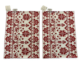 2 Southern Living Red White Cotton Linen Embroidered Holiday Christmas P... - £22.34 GBP