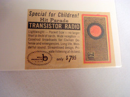 1959 Ad Hit Parade Transistor Radio by Bell Products, St. Louis, Mo. - $7.99