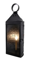 Smoky Finish Glass Front Electric Tall Punched Tin Harbor Candle Lantern 22 Inch - £88.13 GBP