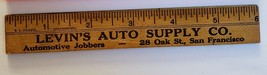 6&quot; wooden ruler Levin&#39;s Auto Supply Co. Automotive Jobbers San Franc California - £3.94 GBP