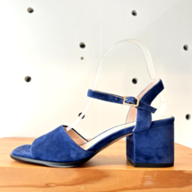 6.5 - J Crew NEW Blue Suede Ankle Strap Block Heel Sandals Dylan Heels 0105MR - £63.94 GBP