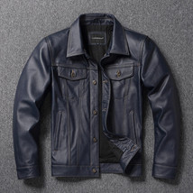 new classic casual slim genuine leather coat.quality men fashion cowhide... - $205.99