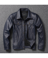 new classic casual slim genuine leather coat.quality men fashion cowhide... - $205.99