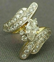 2Ct Marquise Cut Simulated Diamond Wedding Engagement Ring925 Silver Gold Plated - £93.85 GBP