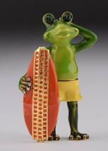 Frog surfs  trinket box hand made by Keren Kopal &amp; Austrian crystals - £77.60 GBP