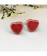 Handmade Ceramic Red Heart Cuff links For Men, 9th Wedding Anniversary G... - £33.27 GBP