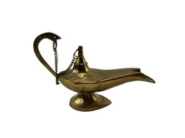 Vintage Brass Lamp Aladdin Genie Oil Lamp Incense Burner Decor - £12.57 GBP
