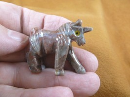 Y-UNI-31) red UNICORN SOAPSTONE carving figurine GEMSTONE horse I love u... - $8.59