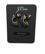J Crew Stone inlay half-hoop earrings harbor view blue new with tags - $32.48 CAD